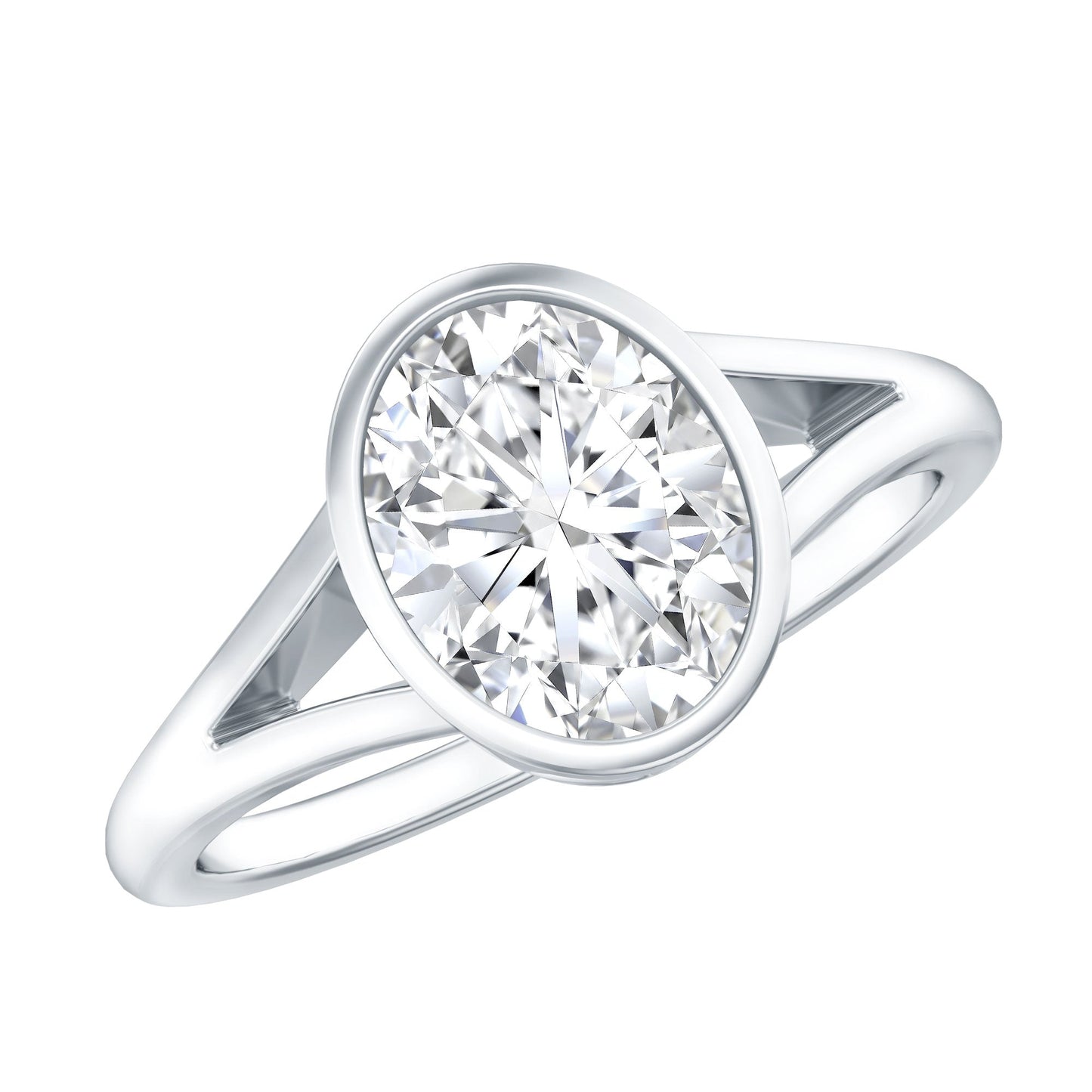 Certified 7X9 MM Oval Moissanite Solitaire Engagement Ring