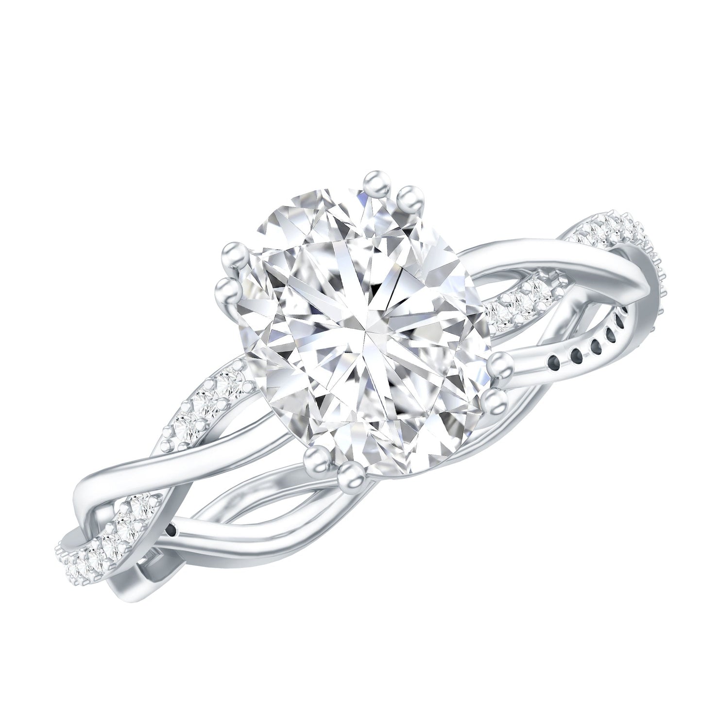 7X9 MM Certified Moissanite Oval Engagement Ring with Double Prong