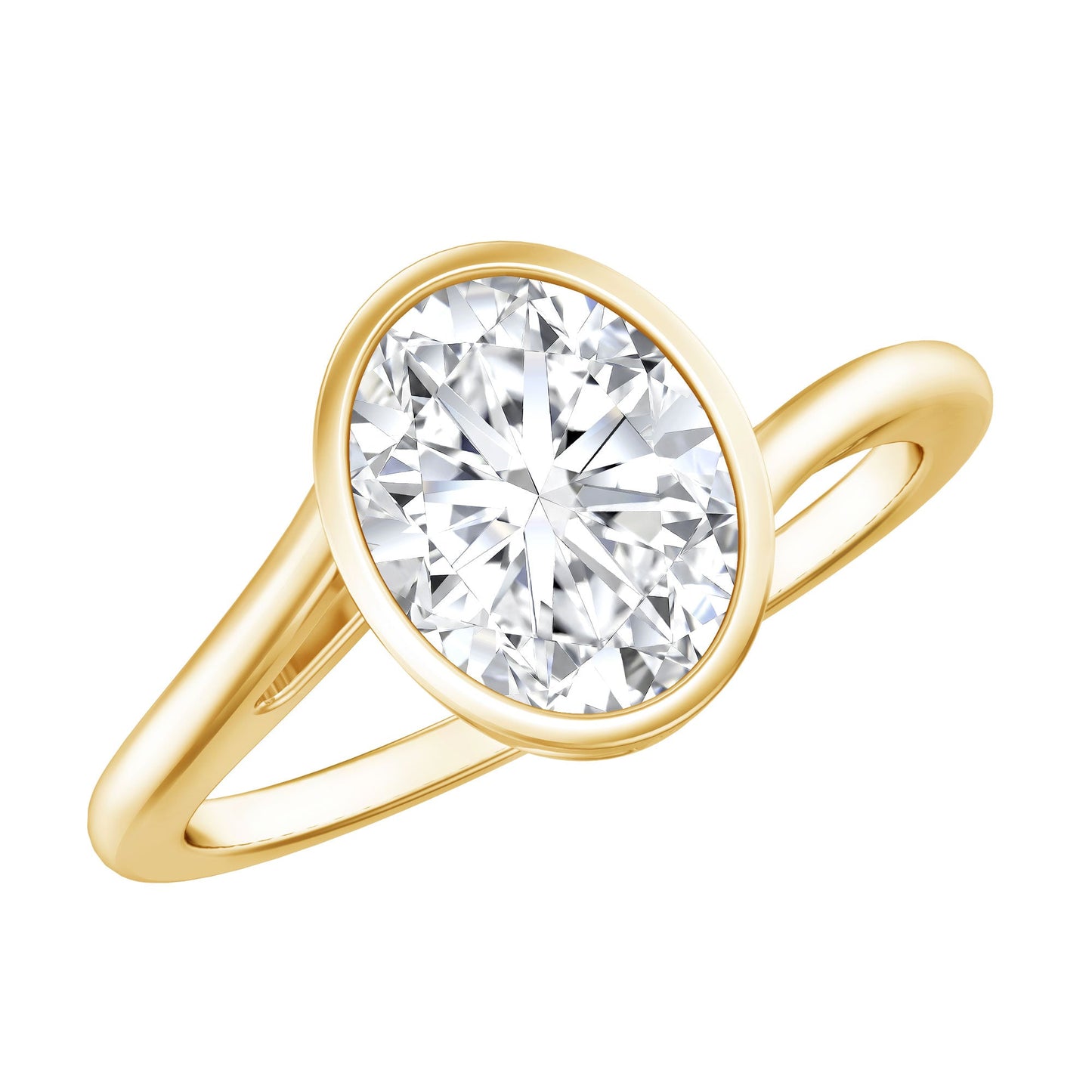Solitaire 7X9 MM Moissanite Oval Engagement Ring with Bypass Shank