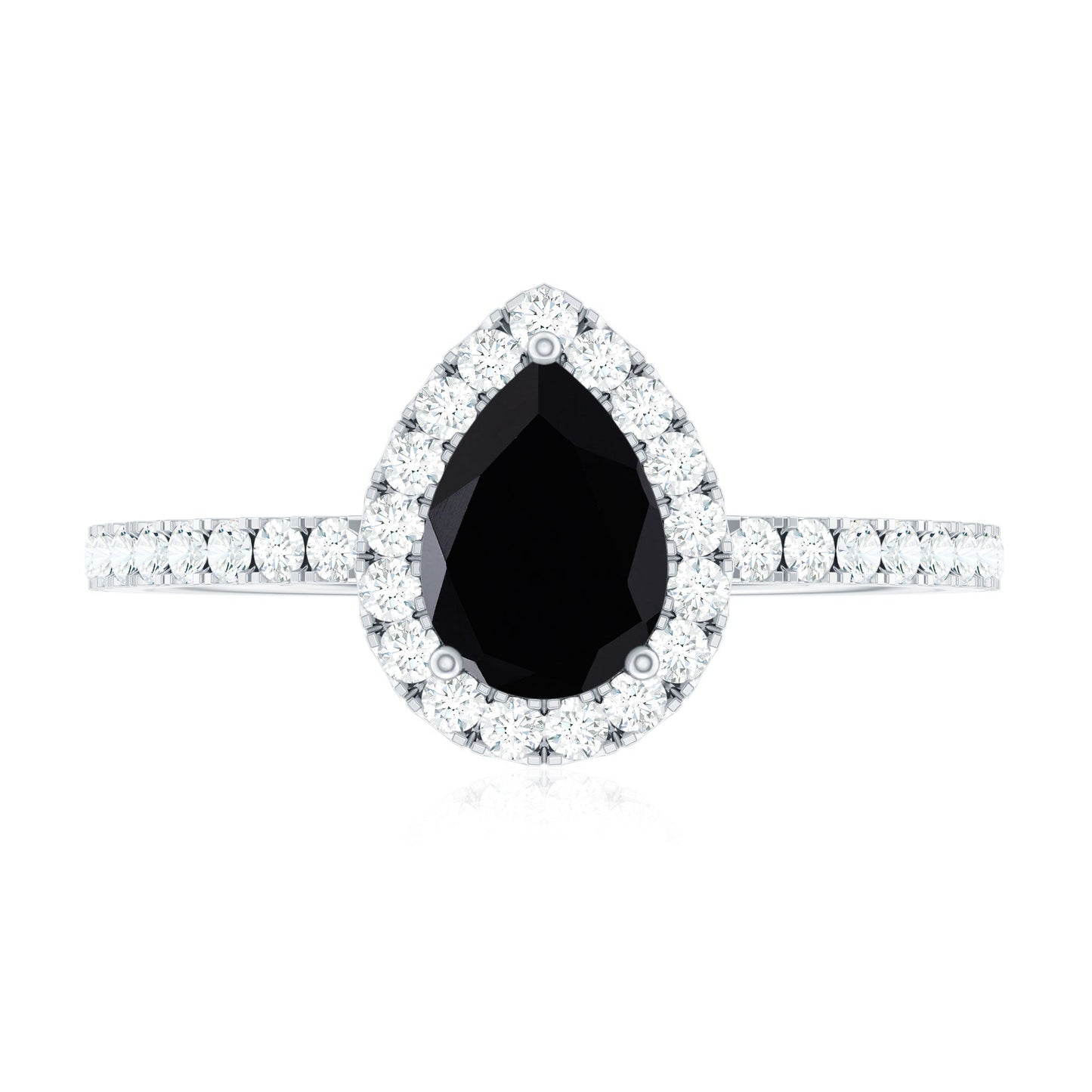 Certified 0.85 Carat Pear Shape Lab Grown Black and White Diamond Halo Engagement Ring
