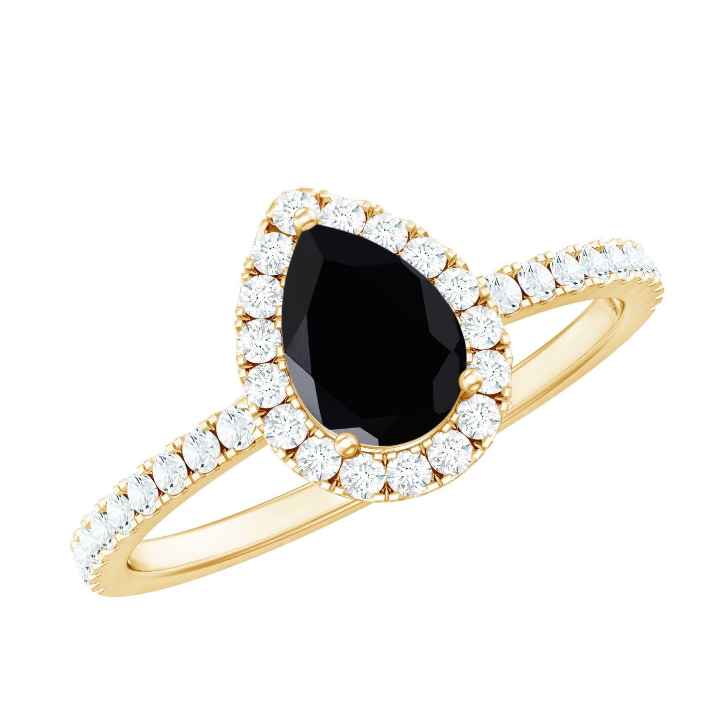 Certified 0.85 Carat Pear Shape Lab Grown Black and White Diamond Halo Engagement Ring