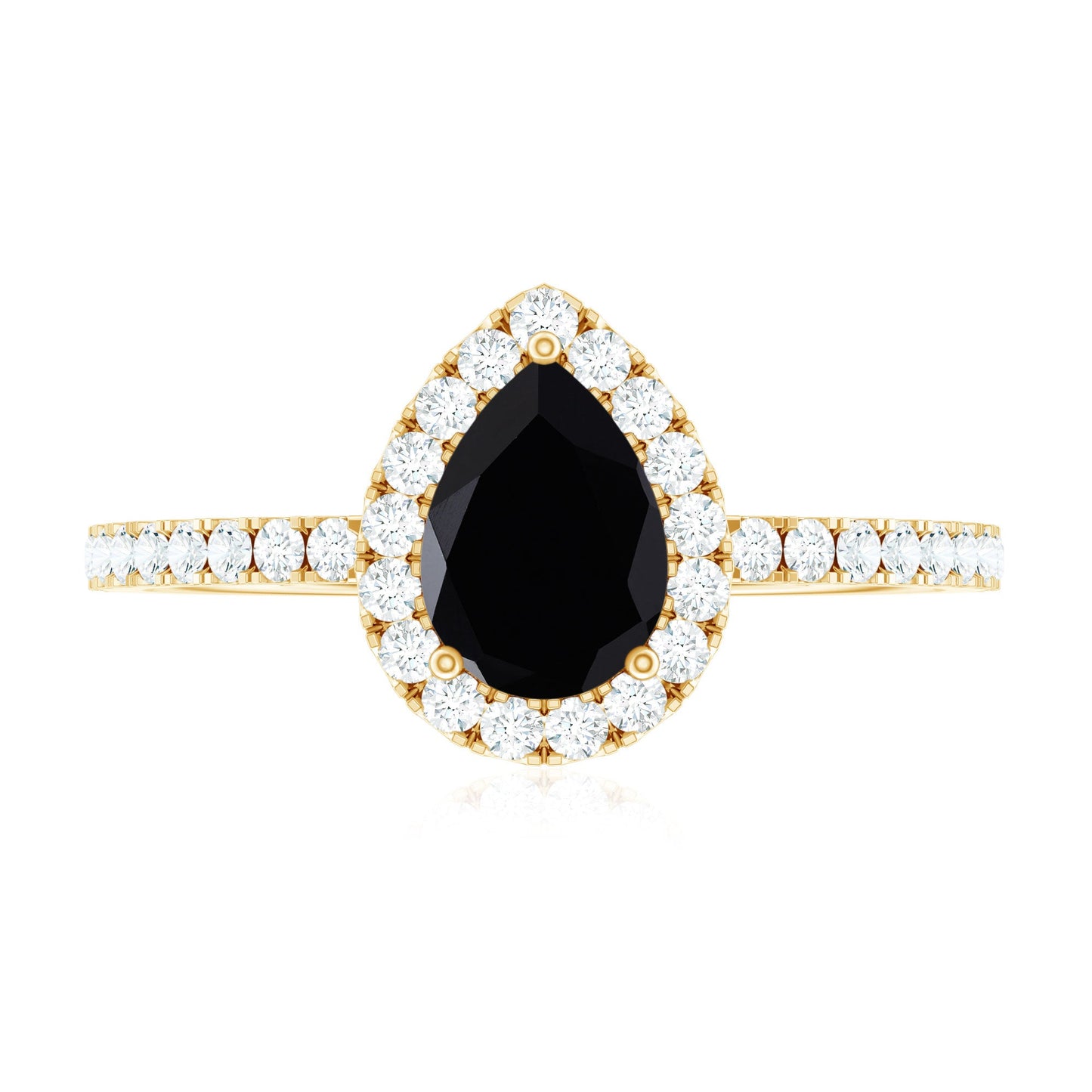 Certified 0.85 Carat Pear Shape Lab Grown Black and White Diamond Halo Engagement Ring