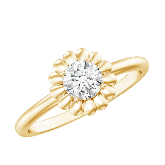 Brilliant Cut Moissanite Flower Promise Ring with Certificate