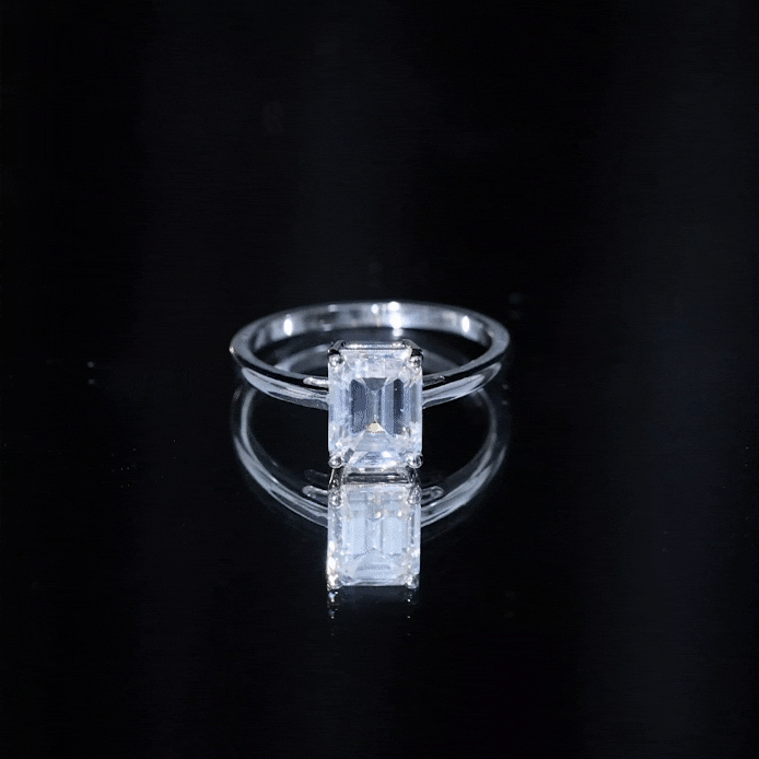 Solitaire 7X9MM Emerald Cut Moissanite Engagement Ring For Her