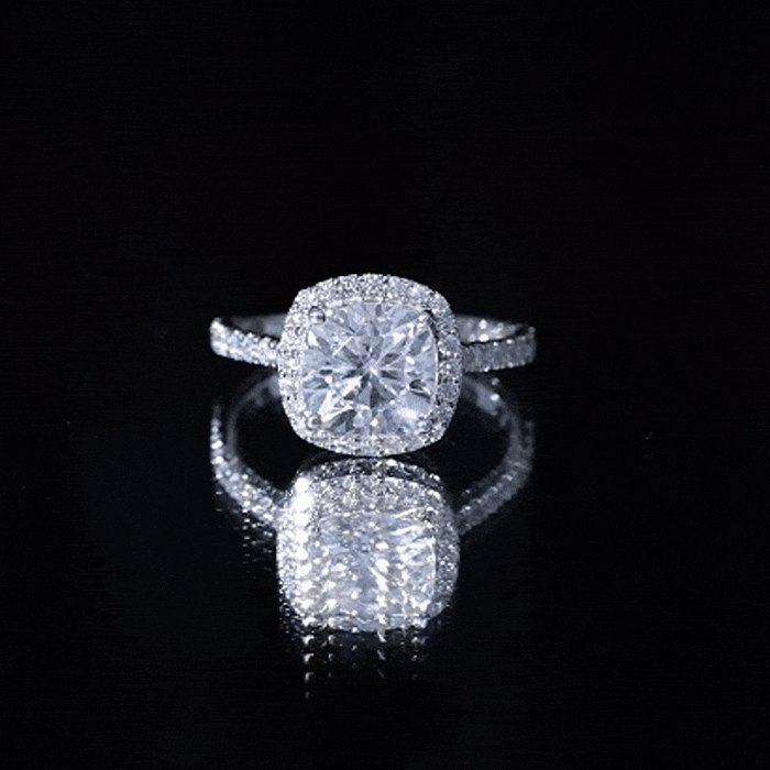 Victorian Style 8 MM Cushion Moissanite Halo Engagement Ring