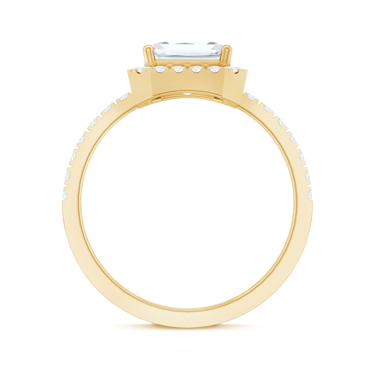 Certified Moissanite Emerald Cut Engagement Ring With Halo