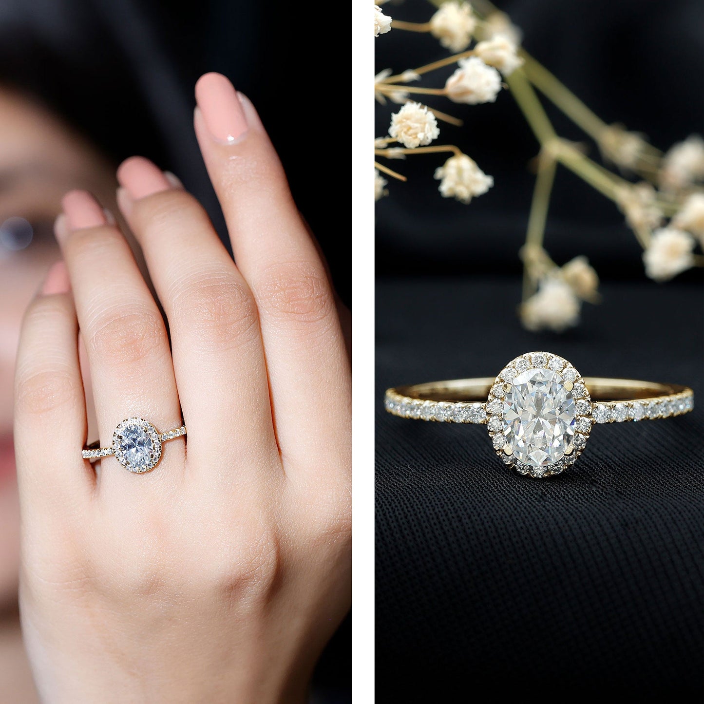 Certified Moissanite 6X8 MM Oval Engagement Ring For Her