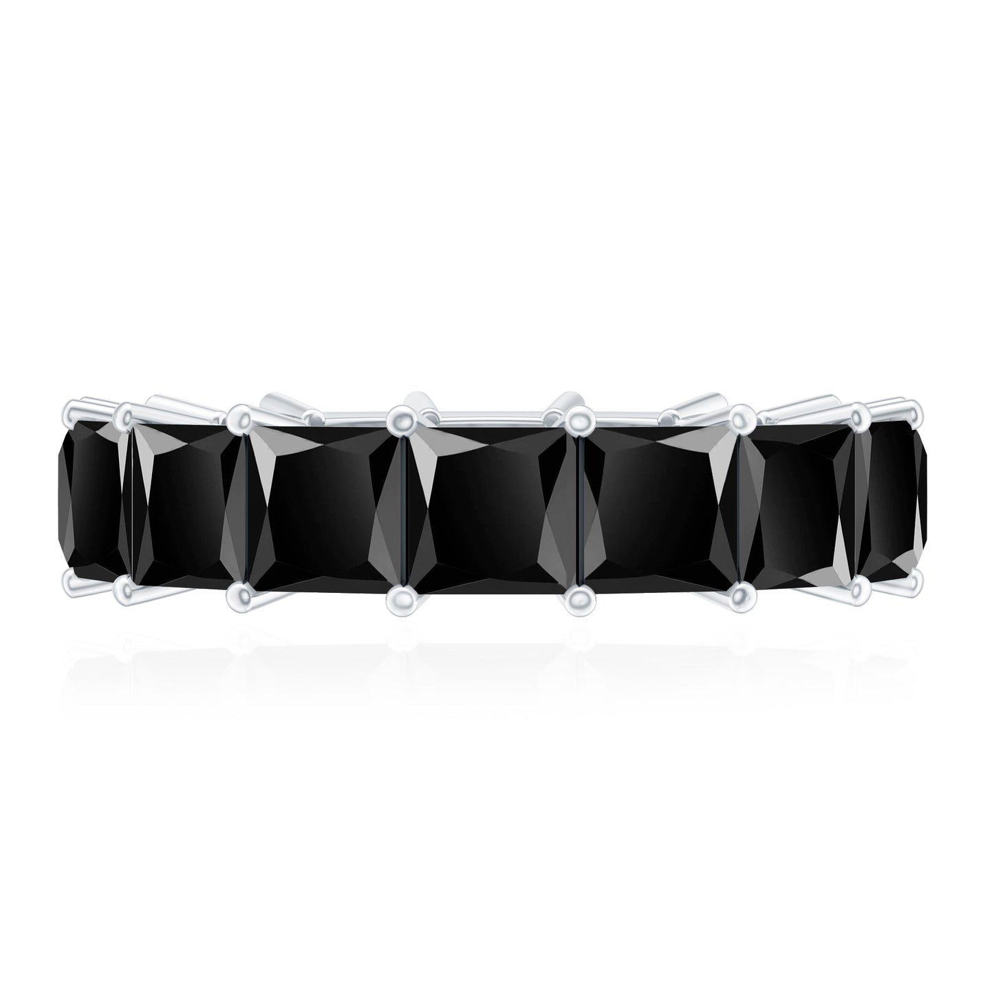 Certified Princess Cut Lab Grown Black Diamond Eternity Ring for Women