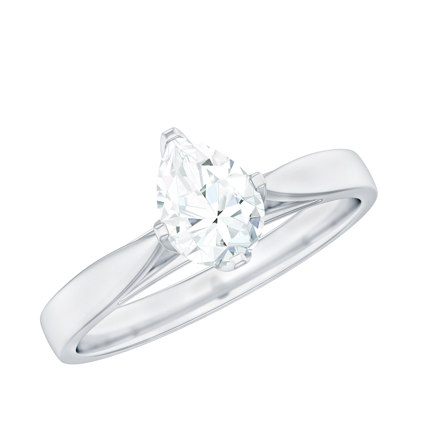 Certified Pear Shaped 5X7mm Moissanite Solitaire Engagement Ring