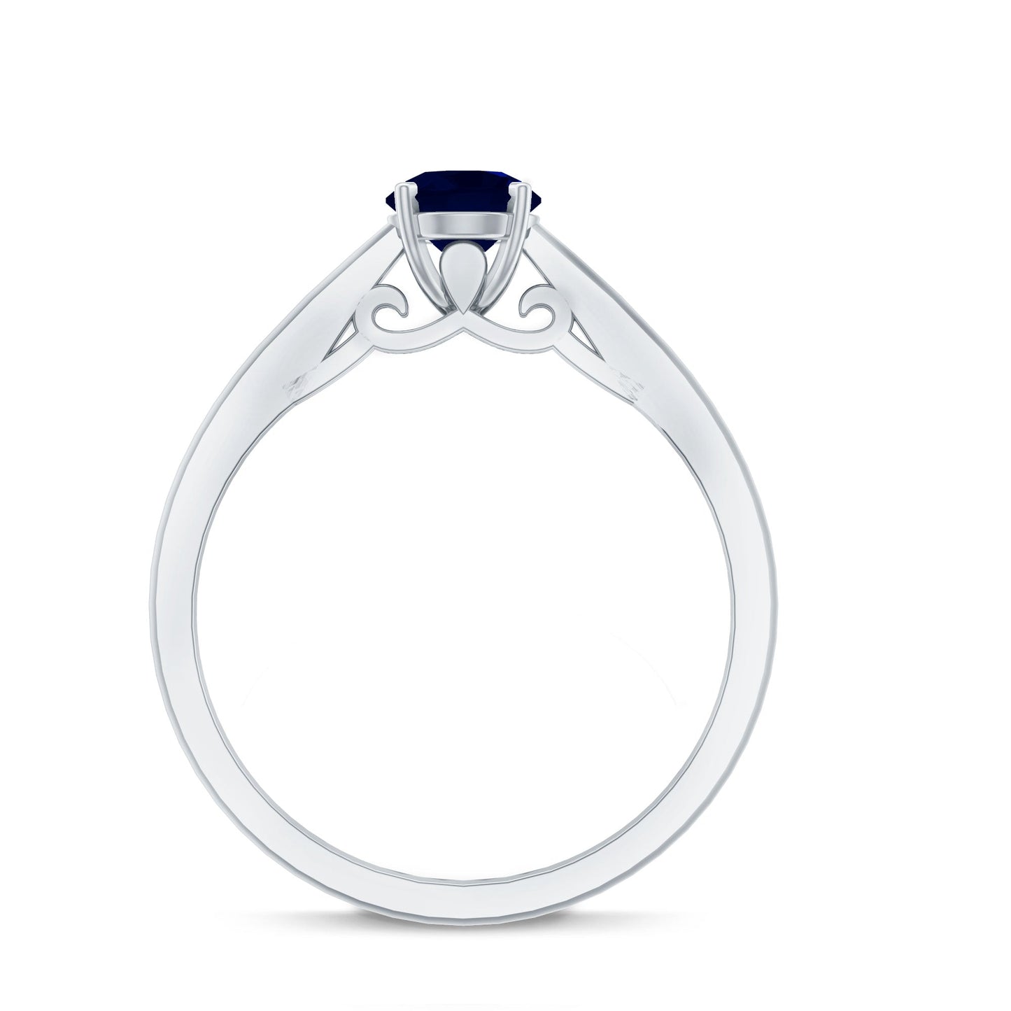 Natural Blue Sapphire Solitaire Ring in Basket Setting