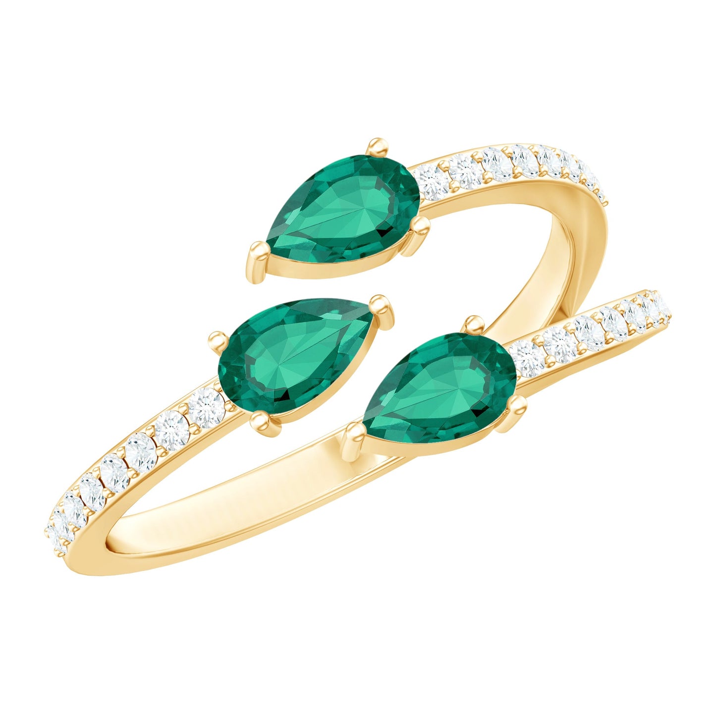 Certified Pear Shape Lab Grown Emerald Diamond Cocktail Ring