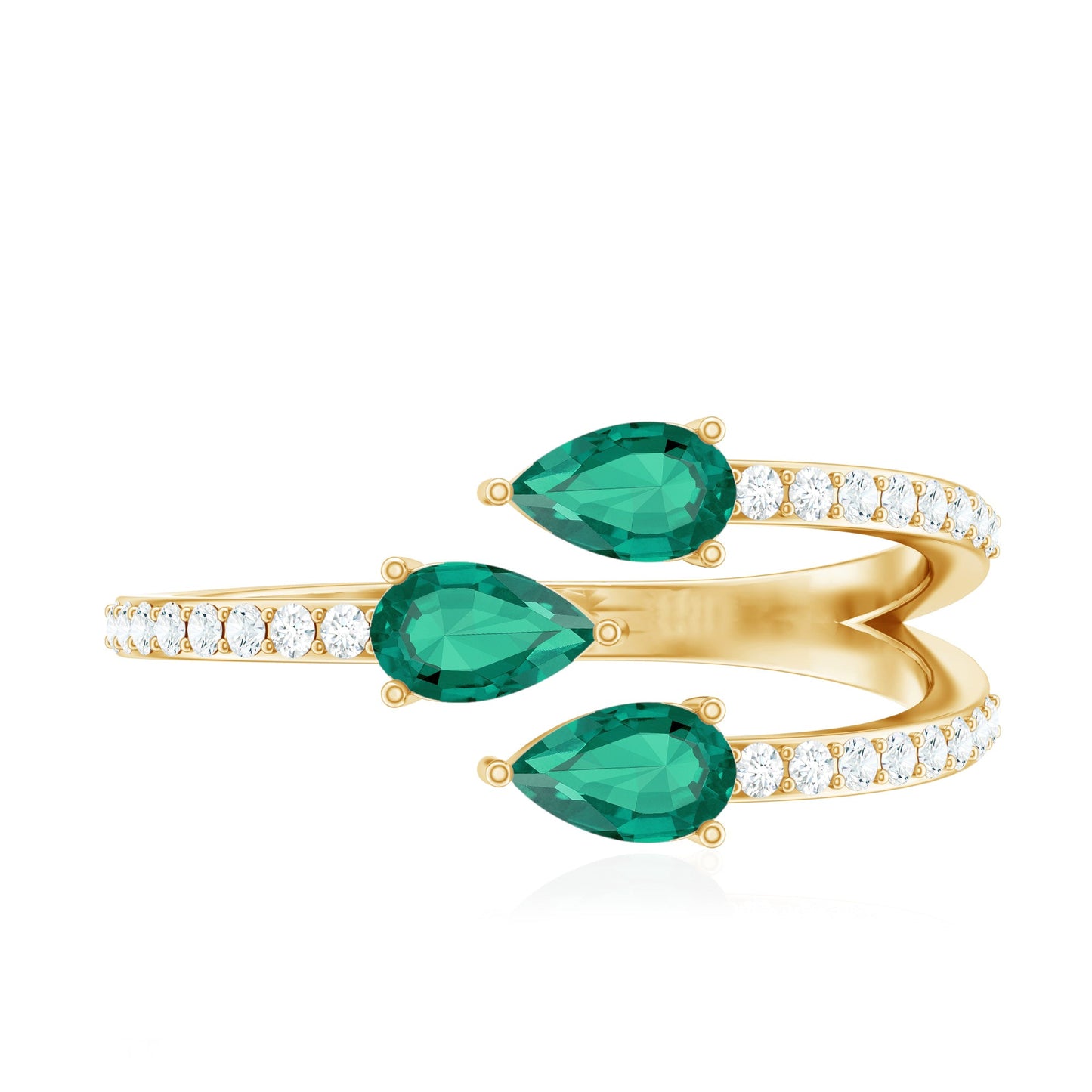 Certified Pear Shape Lab Grown Emerald Diamond Cocktail Ring