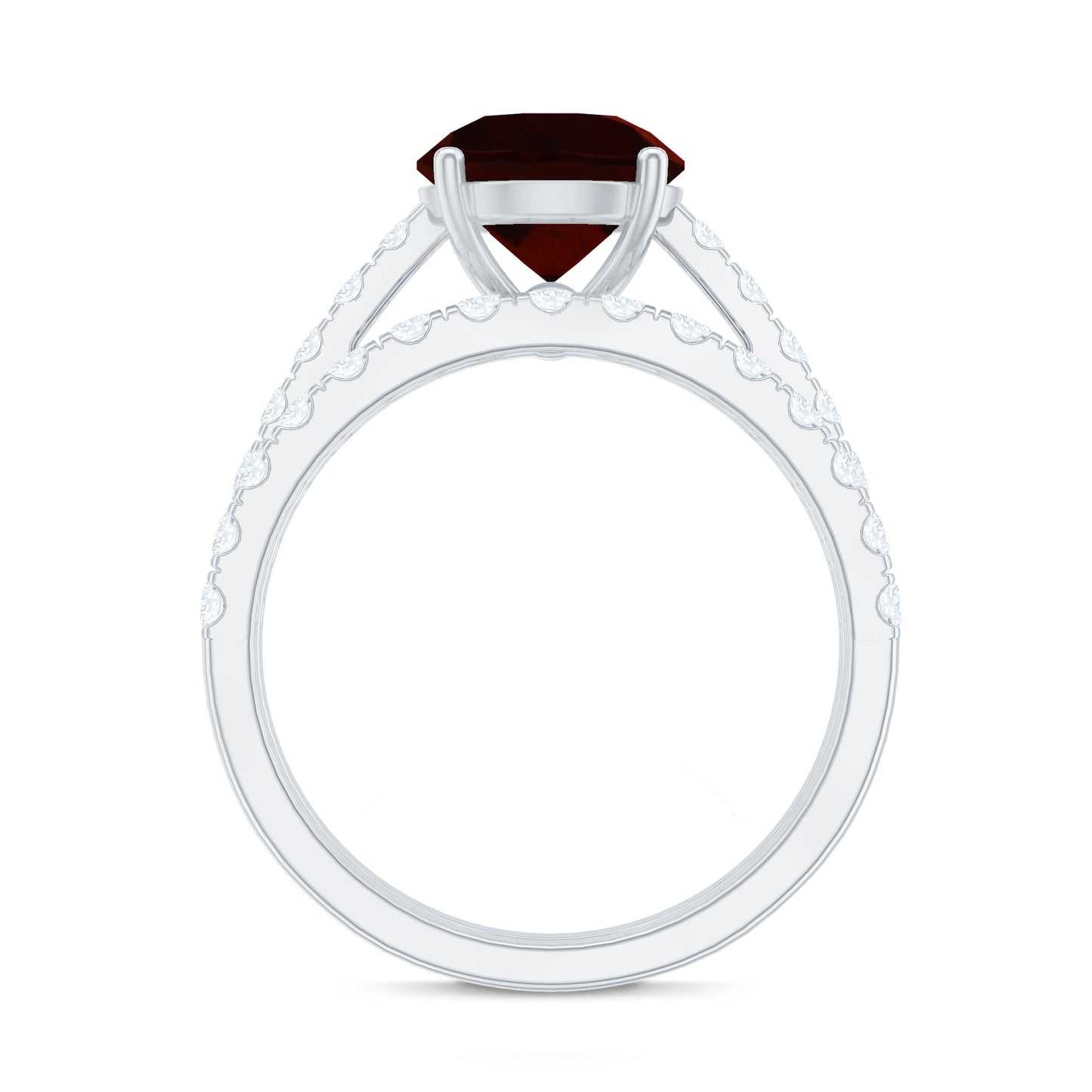 Certified Real 8mm Garnet Wedding Bridal Ring Set of 2