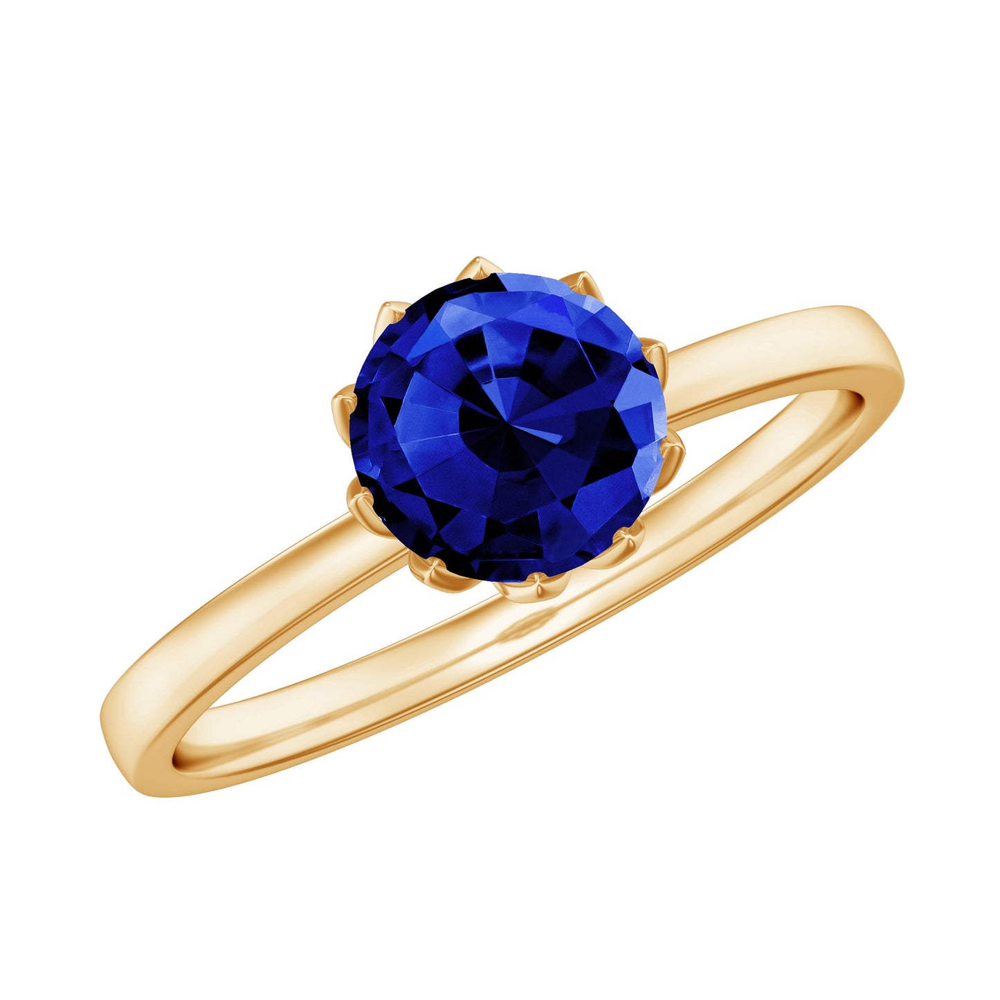 Certified 1 Carat Lab Grown Blue Sapphire Solitaire Engagement Ring