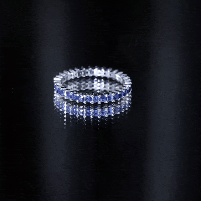 Princess Cut Certified Lab Created Blue Sapphire Full Eternity Ring