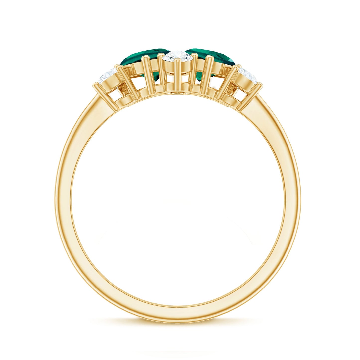 Designer Pear Shape Lab Grown Emerald Toi Et Moi Engagement Ring with Diamond