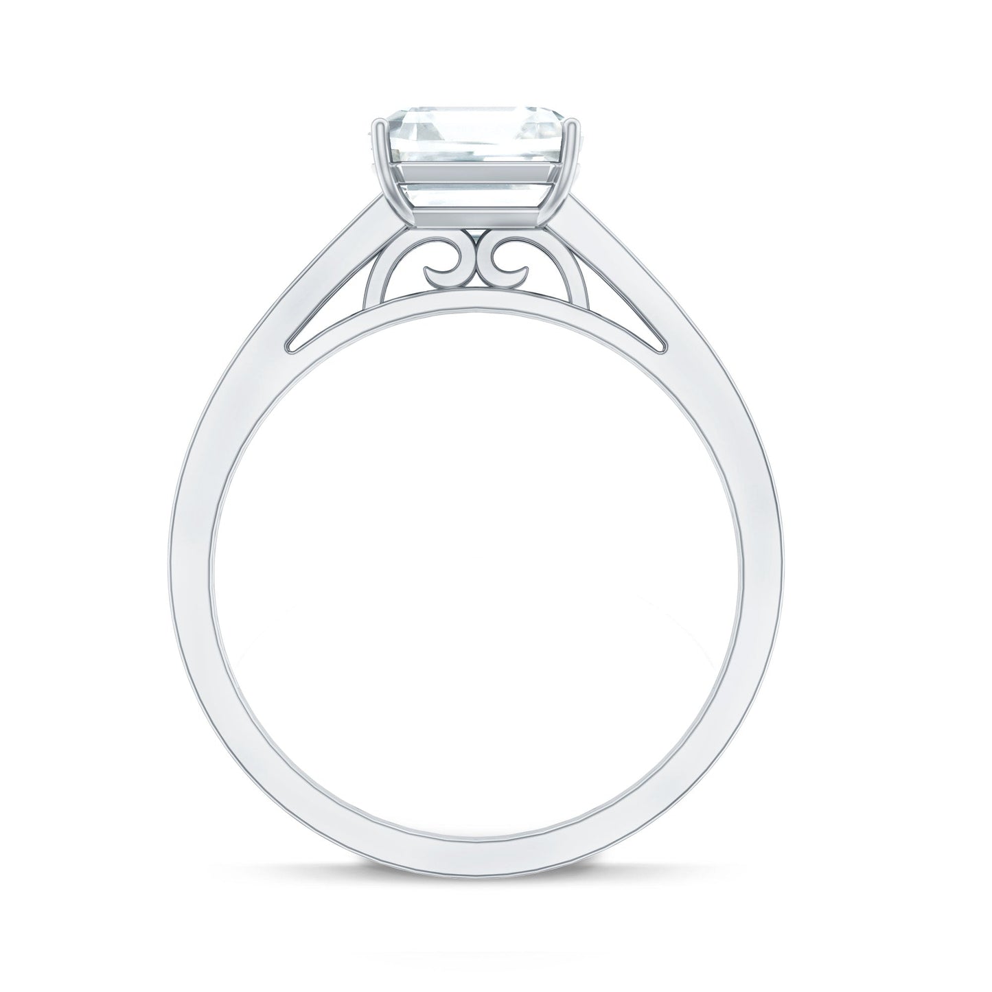 Asscher Cut 8 MM Moissanite Solitaire Engagement Ring with Side Stones