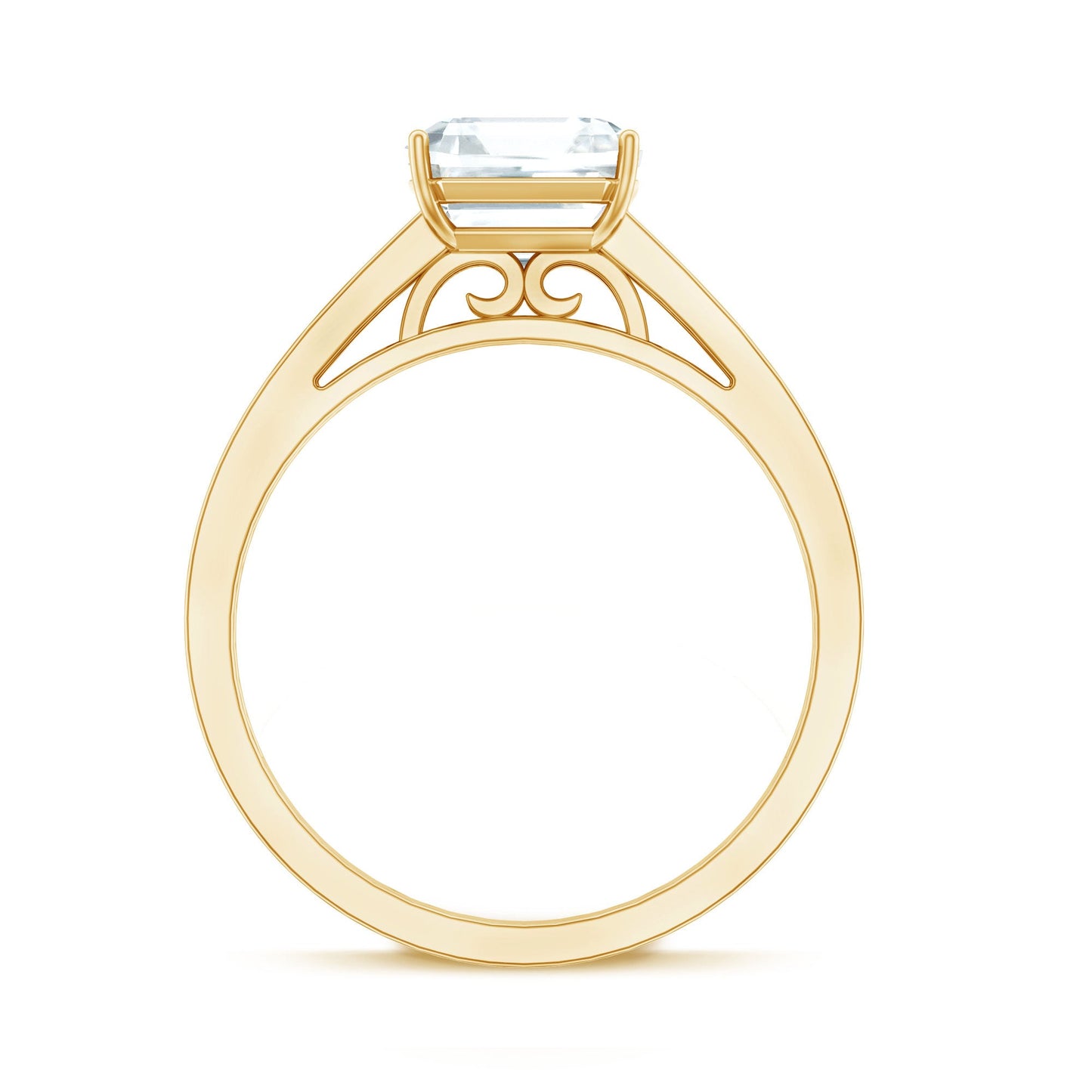 Asscher Cut 8 MM Moissanite Solitaire Engagement Ring with Side Stones