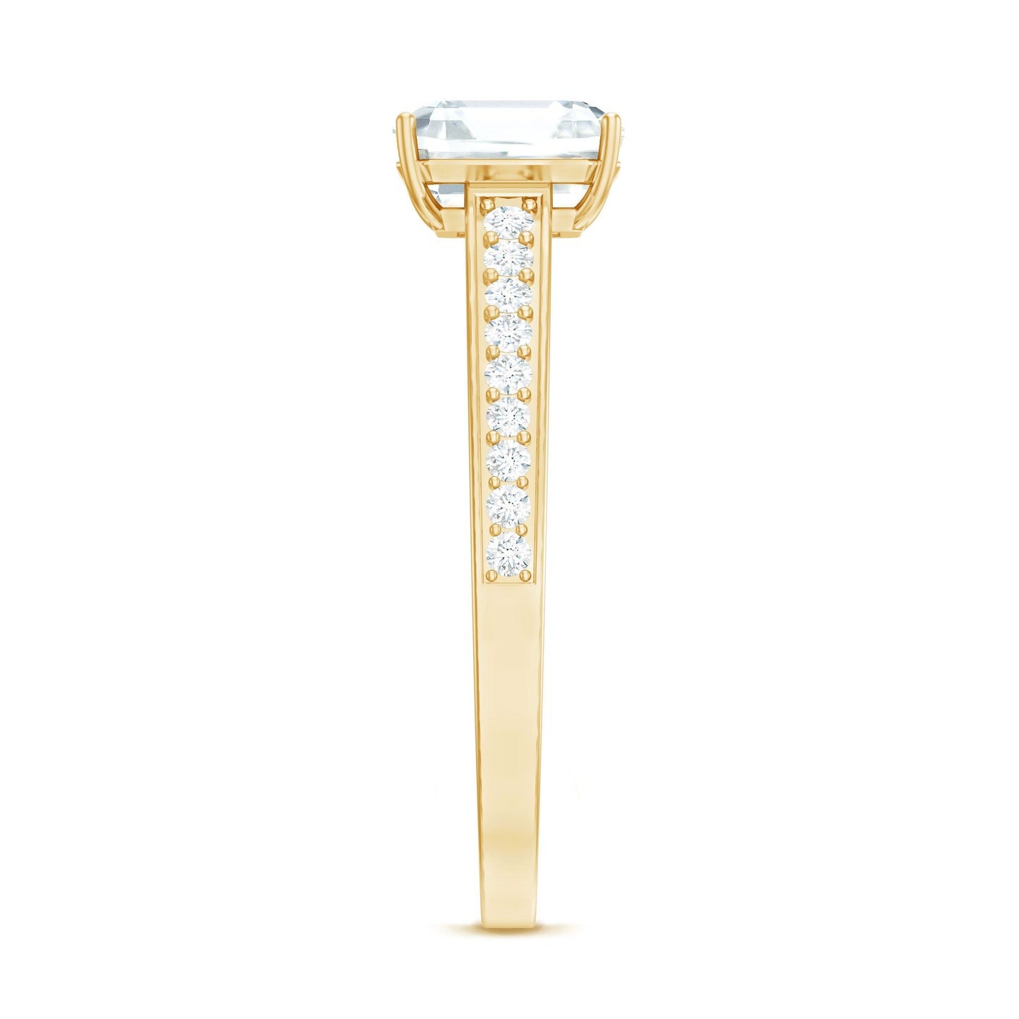 Asscher Cut 8 MM Moissanite Solitaire Engagement Ring with Side Stones