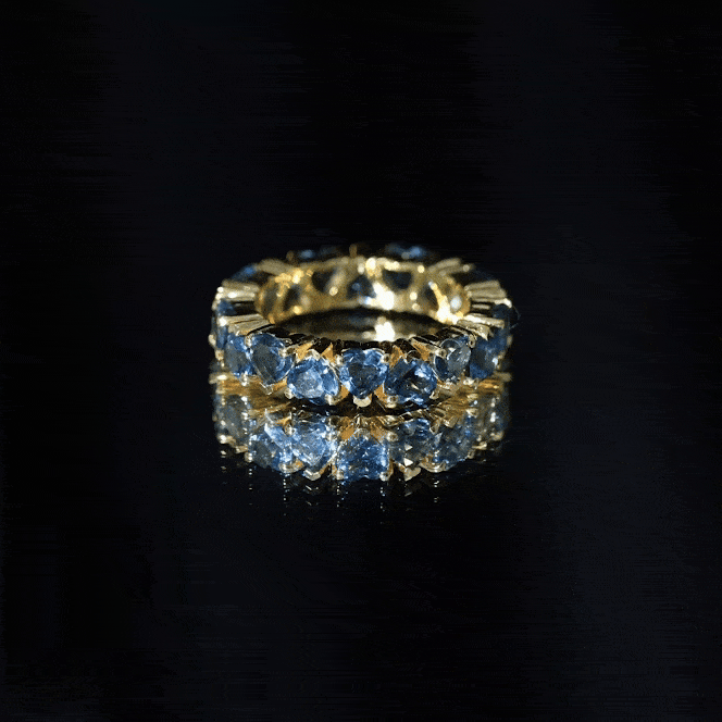 London Blue Topaz Heart Eternity Band Ring