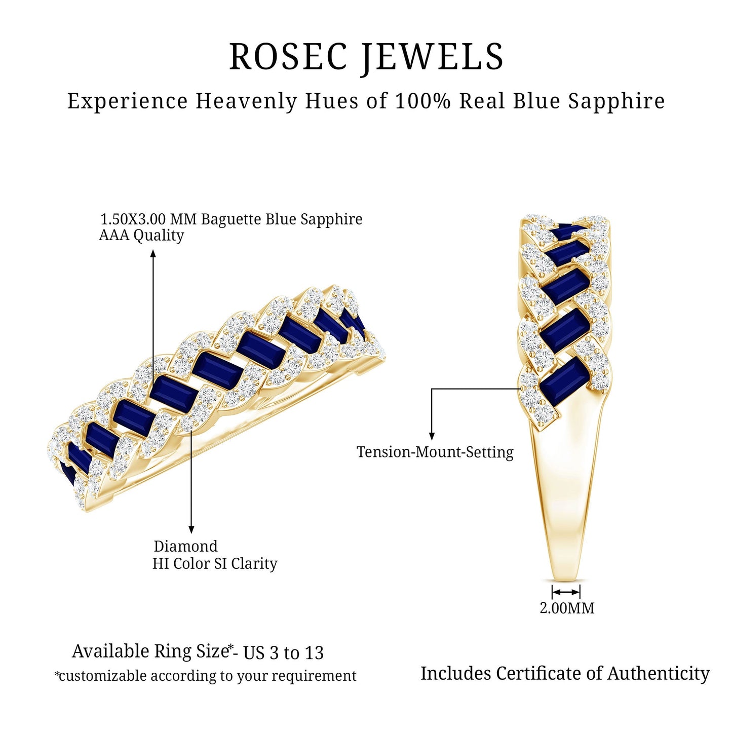 Certified Blue Sapphire Diamond Braided Wedding Ring