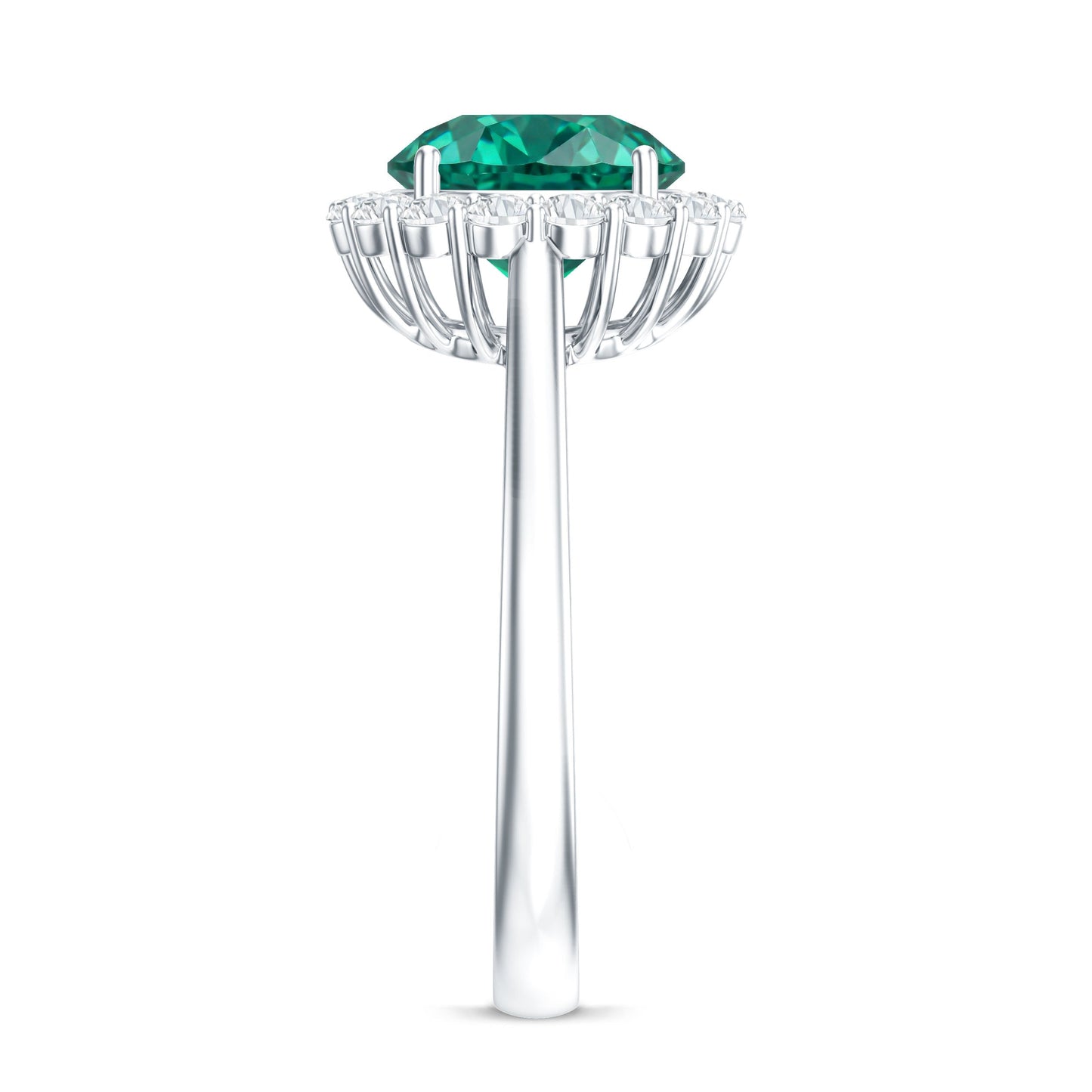 8 mm Lab Grown Emerald Classic Engagement Ring with Diamond Halo