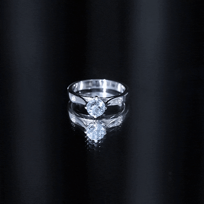 6 MM Certified Aquamarine Solitaire Promise Ring with Diamond