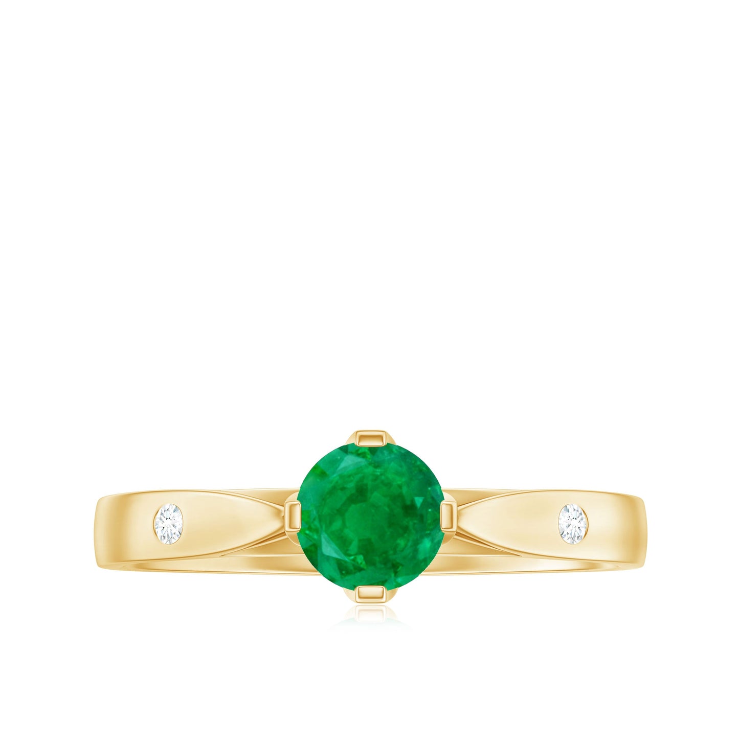 Natural Emerald Diamond Promise Ring with Pinched Shank