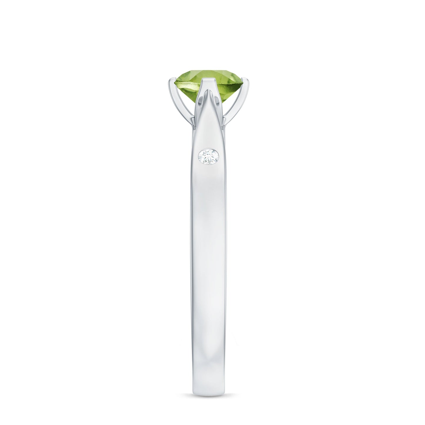 Natural 0.5 Carat Peridot Promise Ring with Diamond
