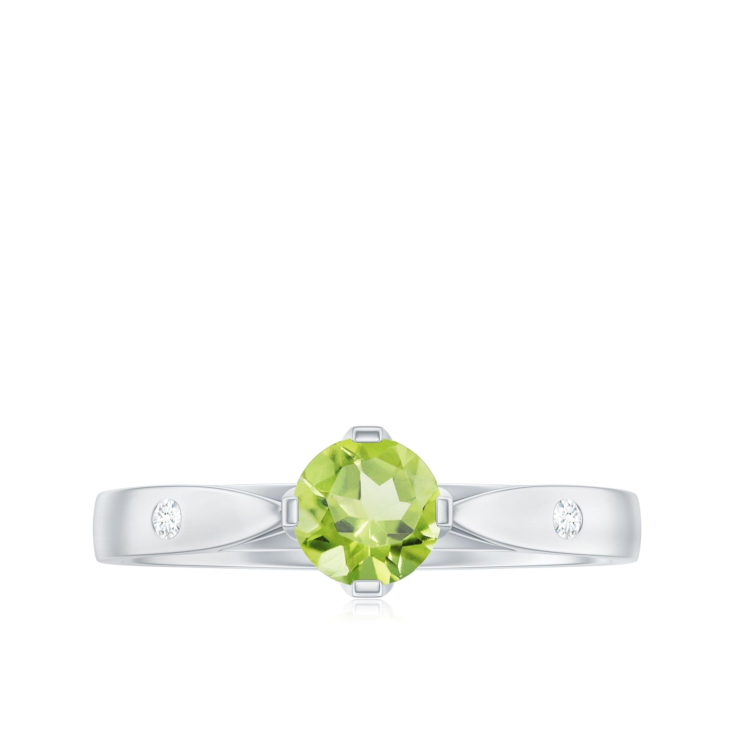 Natural 0.5 Carat Peridot Promise Ring with Diamond