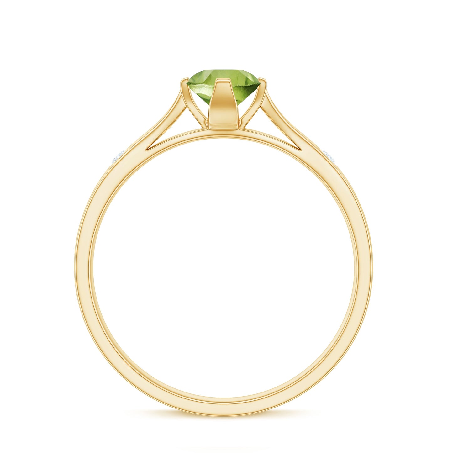 Natural 0.5 Carat Peridot Promise Ring with Diamond