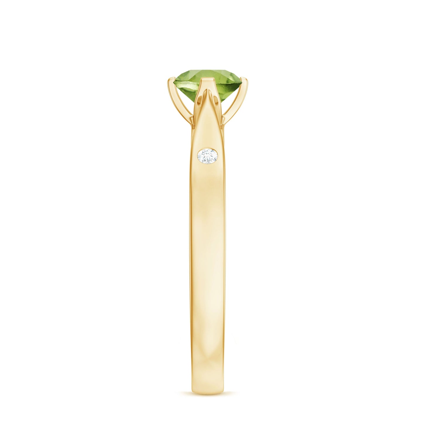Natural 0.5 Carat Peridot Promise Ring with Diamond