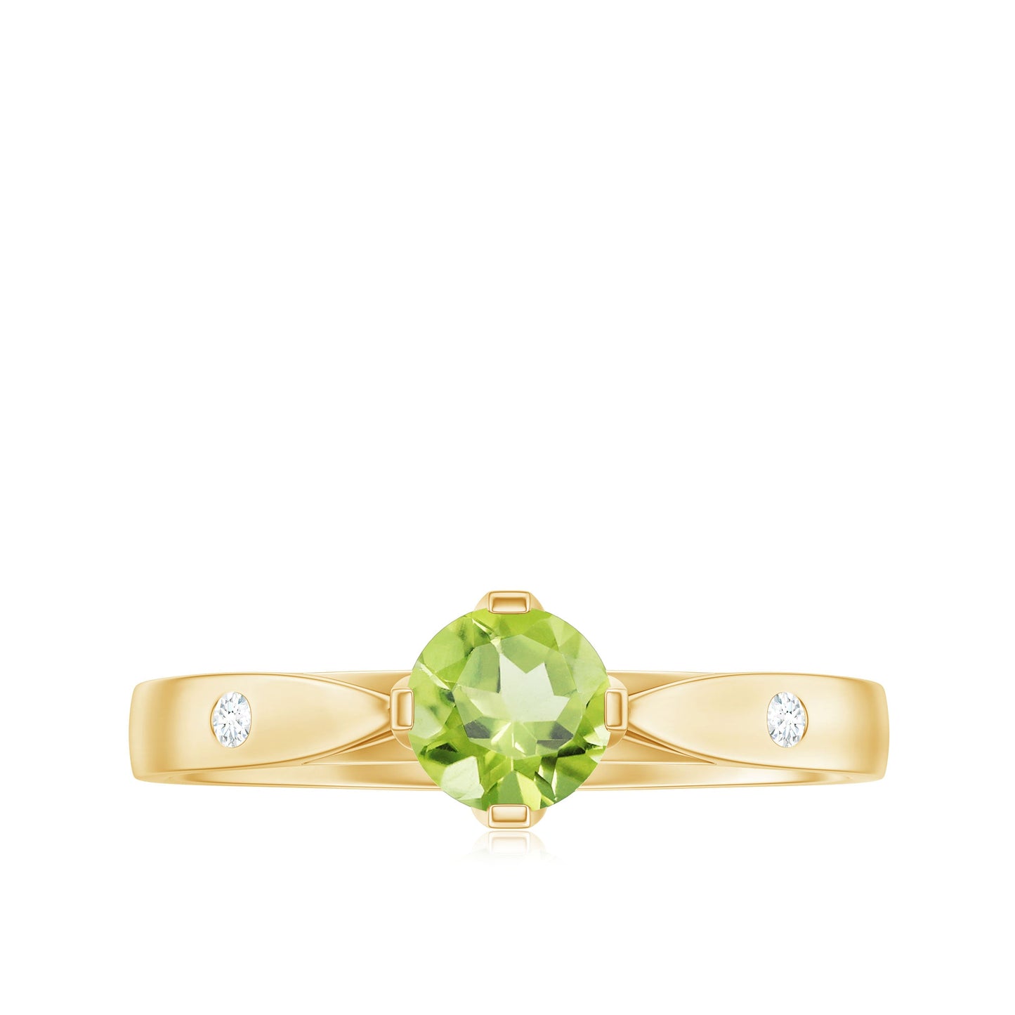 Natural 0.5 Carat Peridot Promise Ring with Diamond