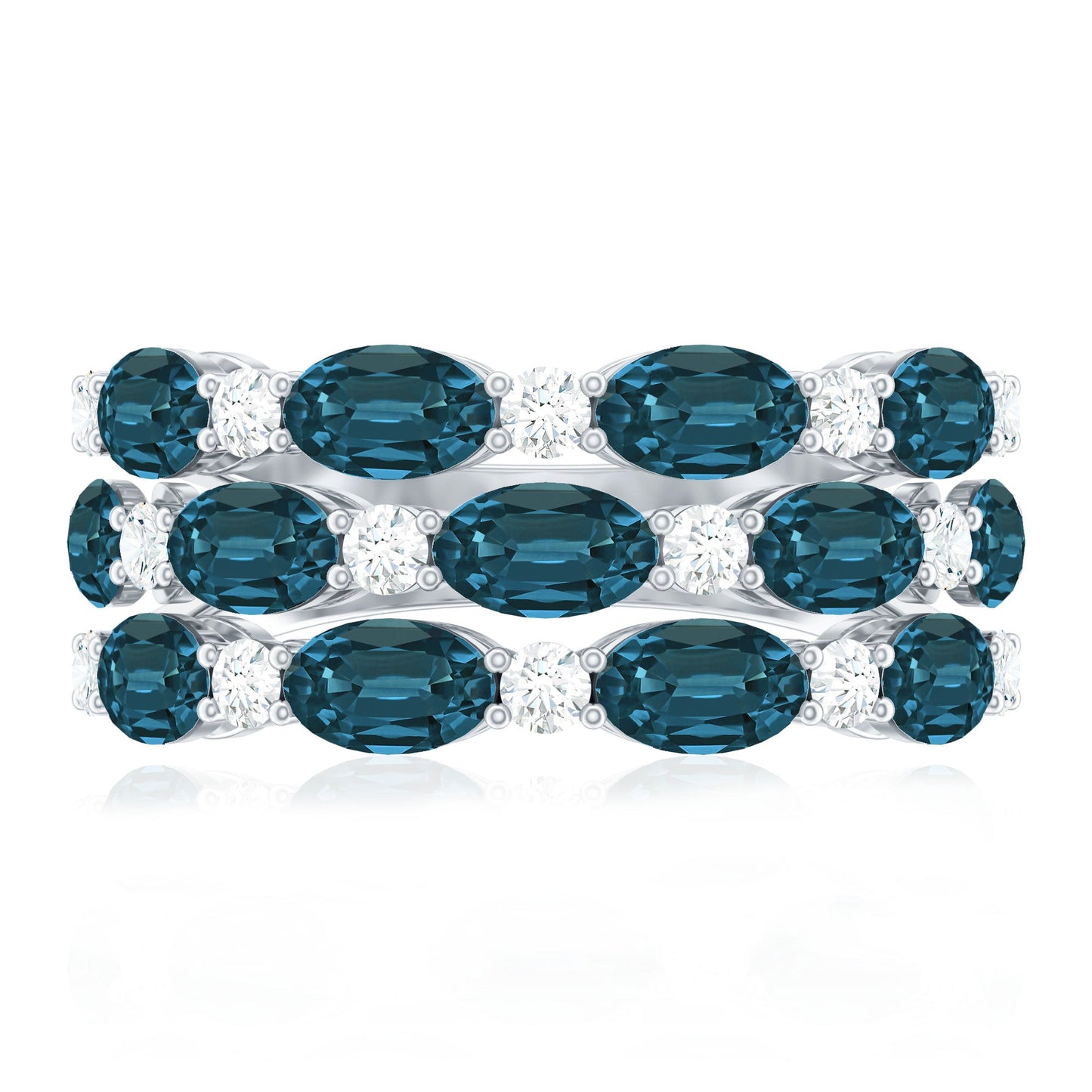Natural London Blue Topaz and Diamond Statement Ring