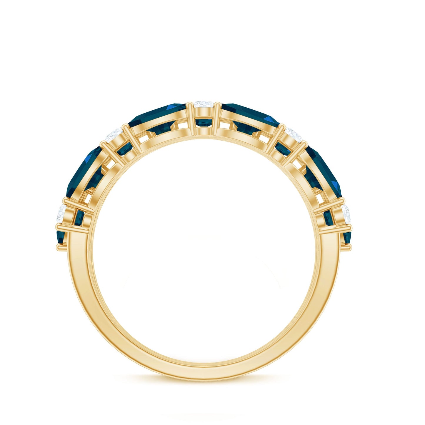 Natural London Blue Topaz and Diamond Statement Ring