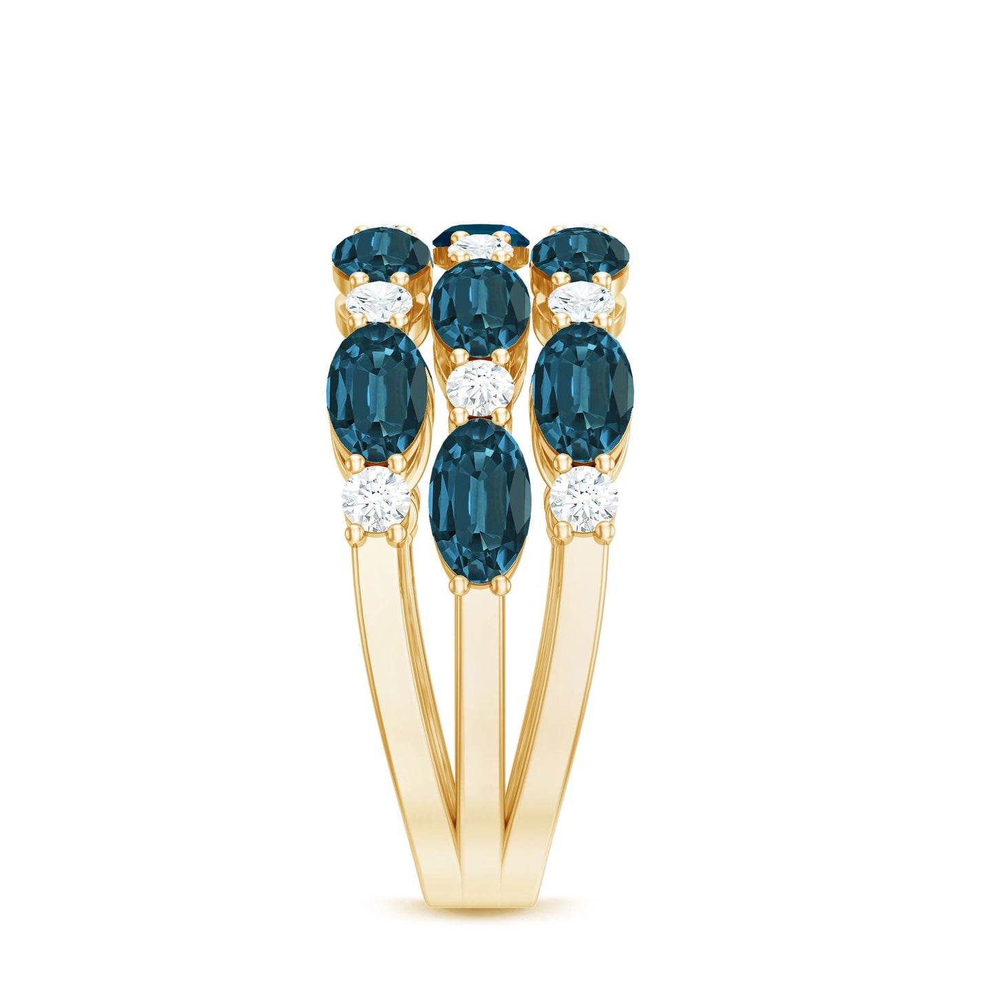 Natural London Blue Topaz and Diamond Statement Ring