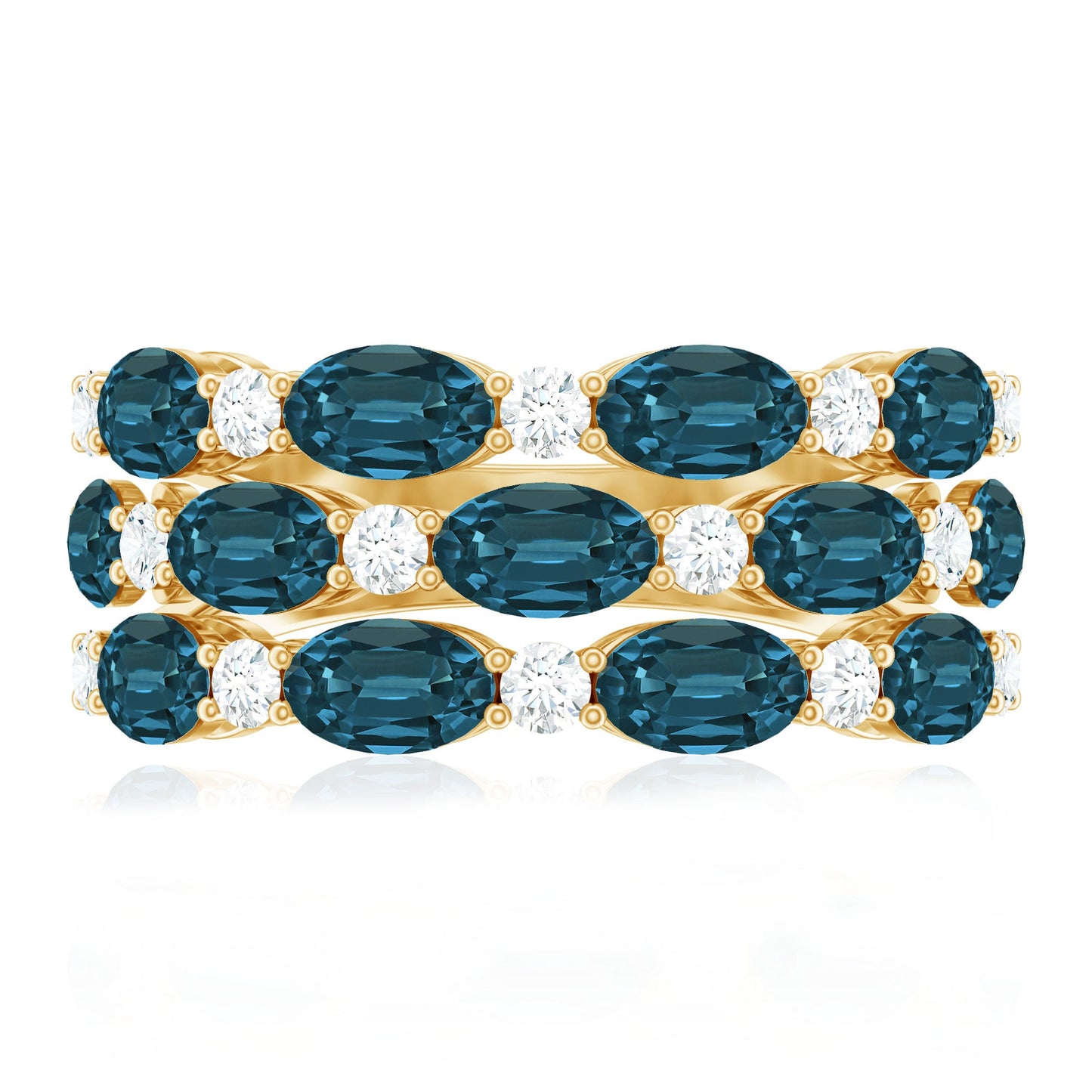 Natural London Blue Topaz and Diamond Statement Ring