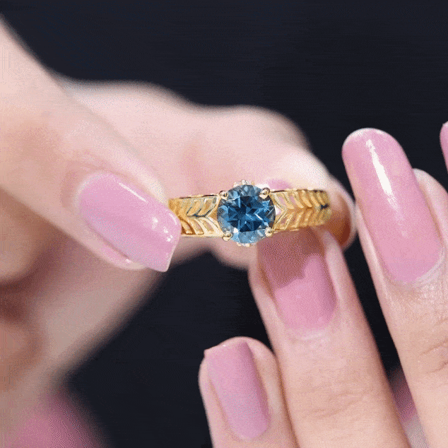 7mm Round London Blue Topaz Solitaire Engagement Ring with Certificate