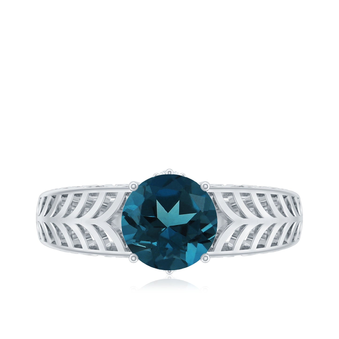 7mm Round London Blue Topaz Solitaire Engagement Ring with Certificate