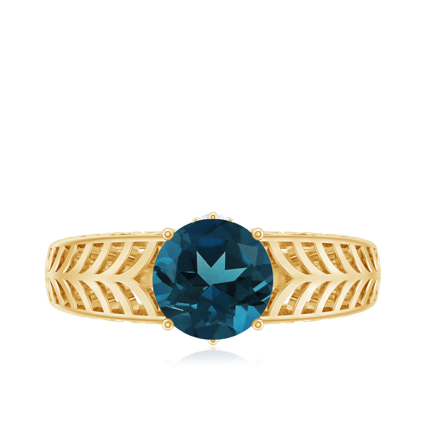 7mm Round London Blue Topaz Solitaire Engagement Ring with Certificate