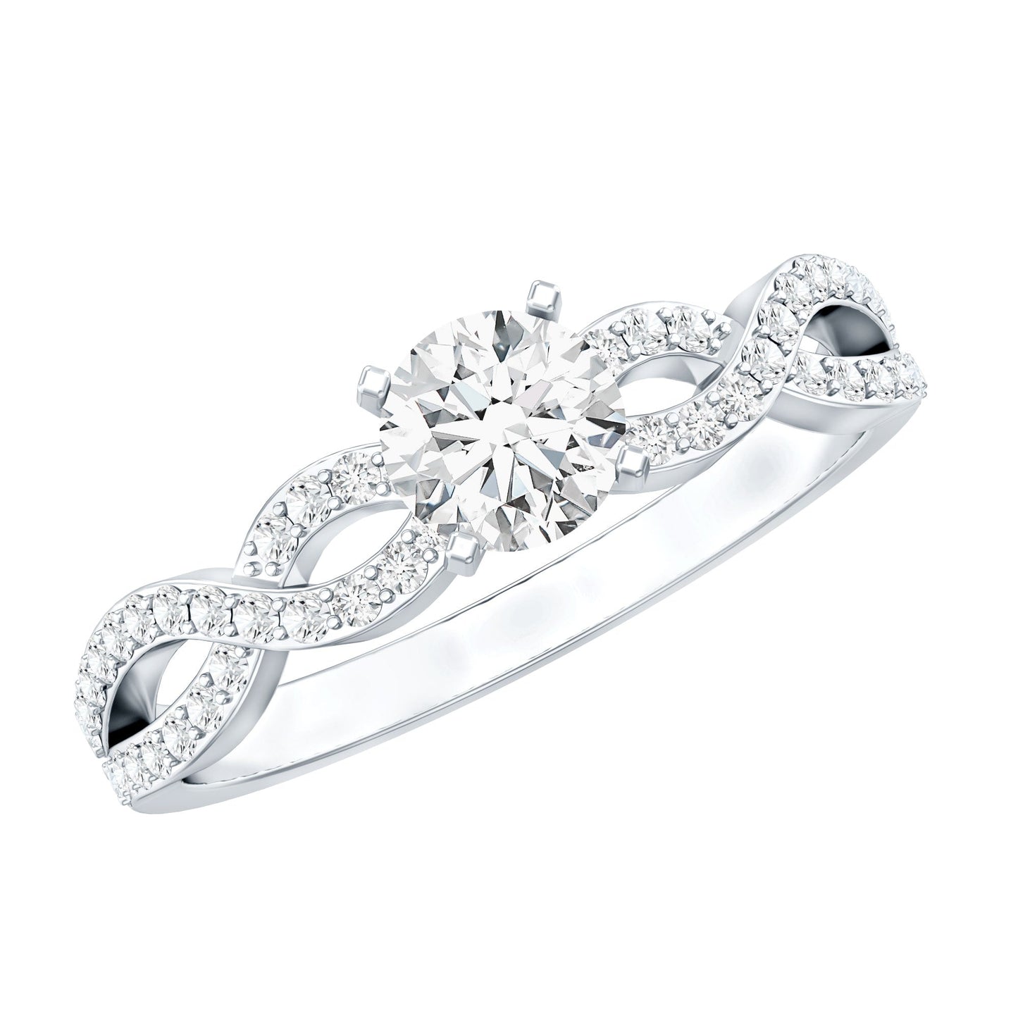 1 CT Round Shape Moissanite Crossover Infinity Ring