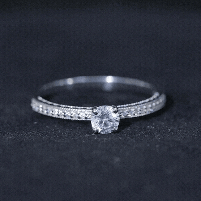 5 MM Moissanite Solitaire Engagement Ring with Milgrain