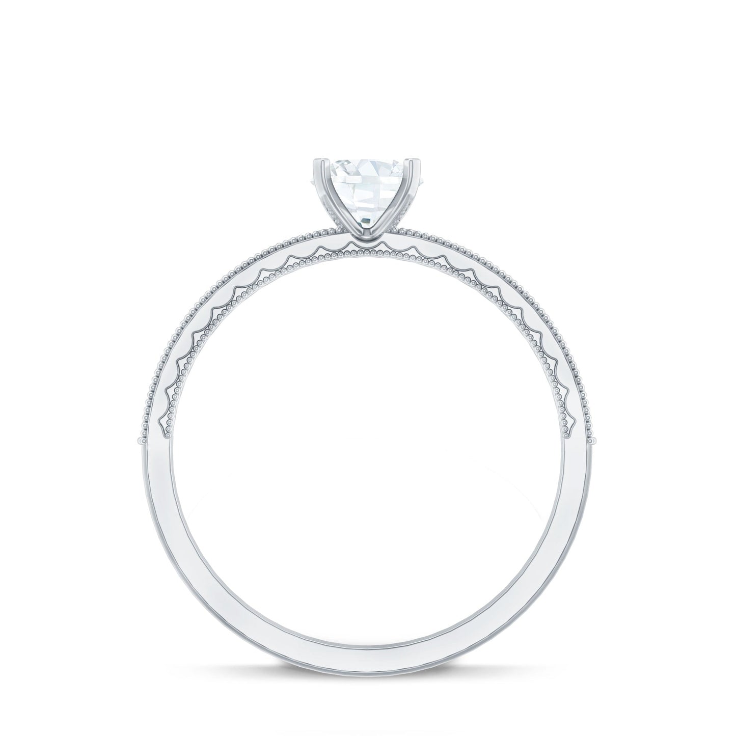 5 MM Moissanite Solitaire Engagement Ring with Milgrain