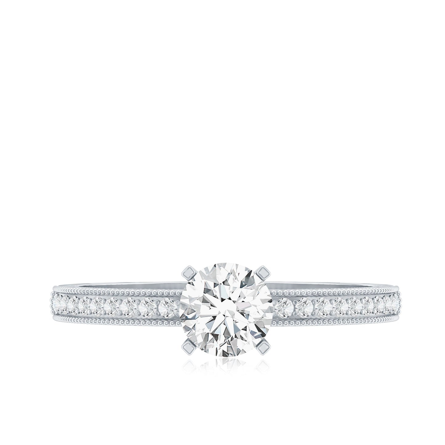 5 MM Moissanite Solitaire Engagement Ring with Milgrain