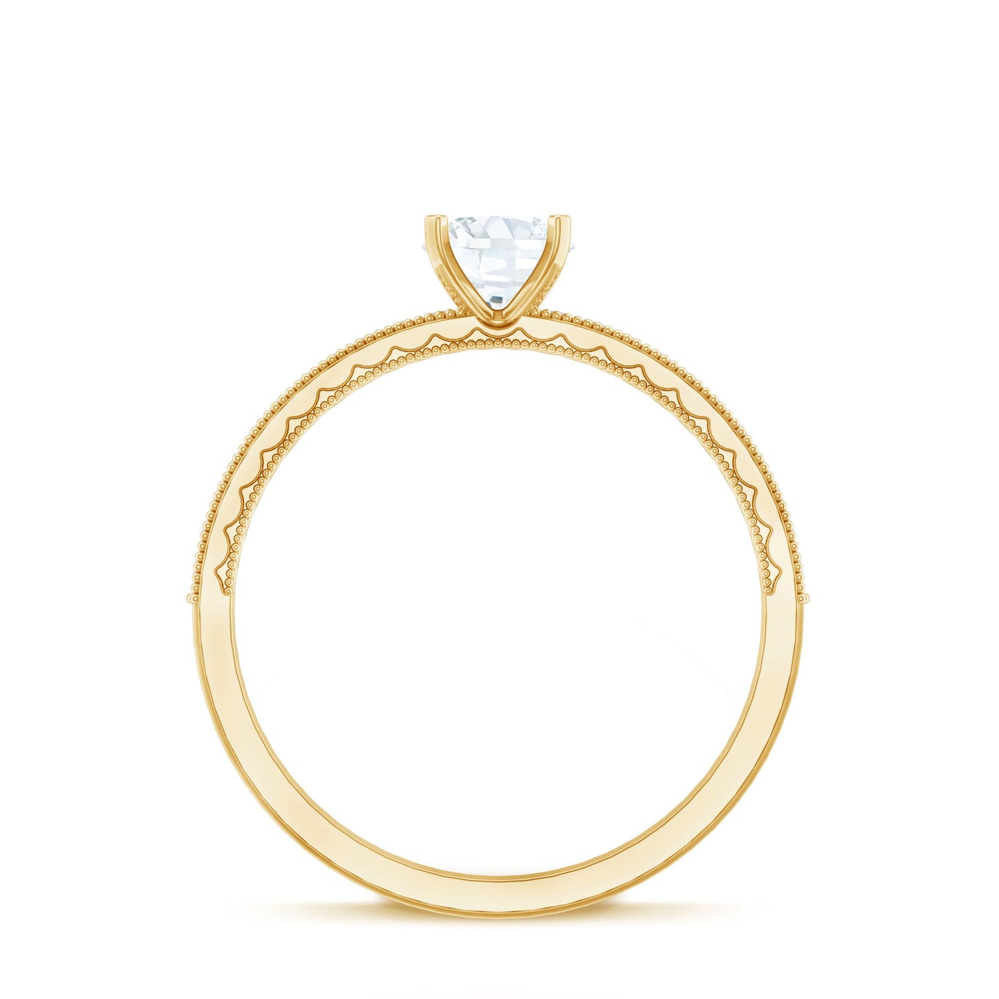 5 MM Moissanite Solitaire Engagement Ring with Milgrain