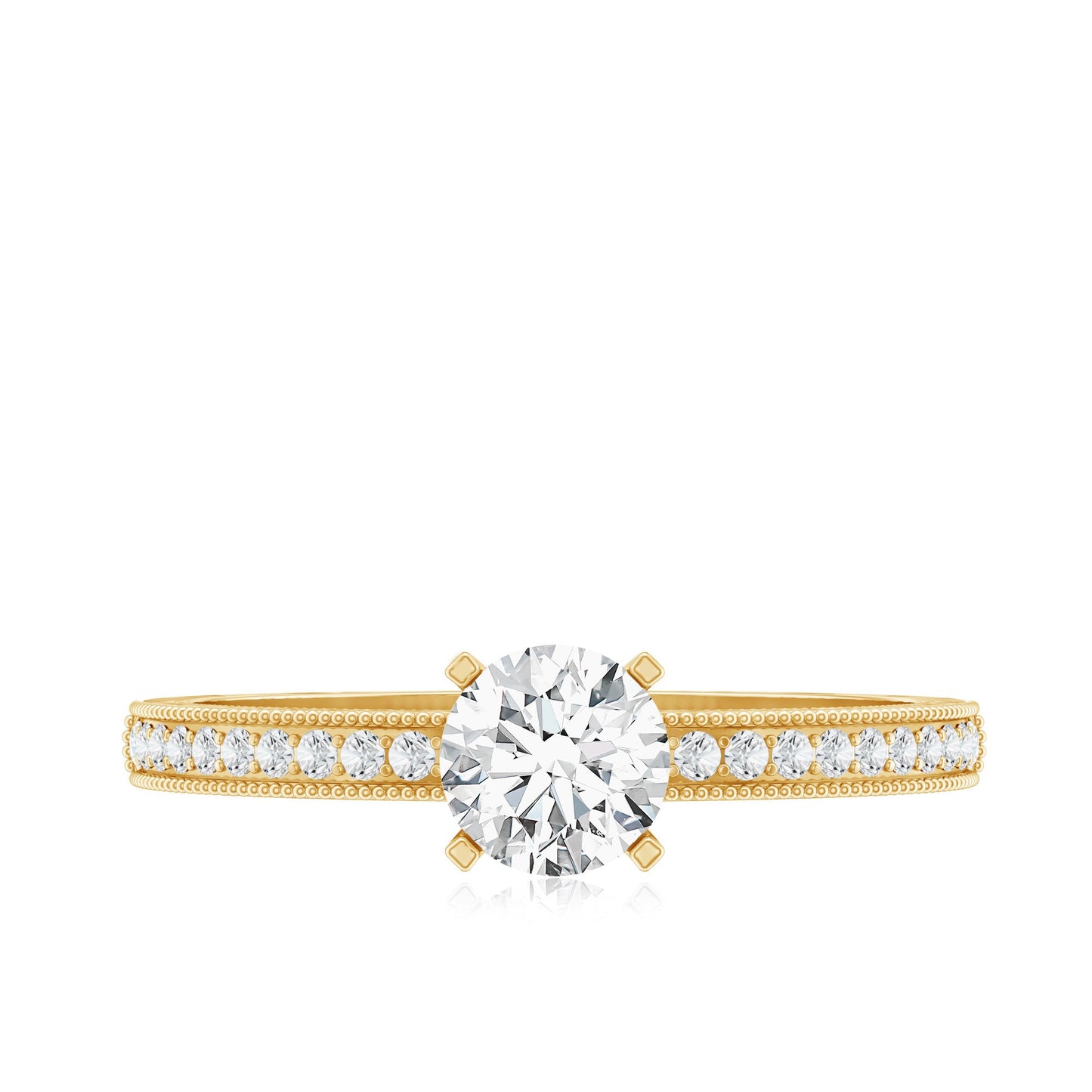 5 MM Moissanite Solitaire Engagement Ring with Milgrain