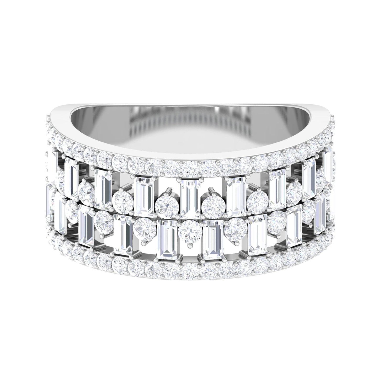 Designer Round and Baguette Cut Zircon Wedding Band