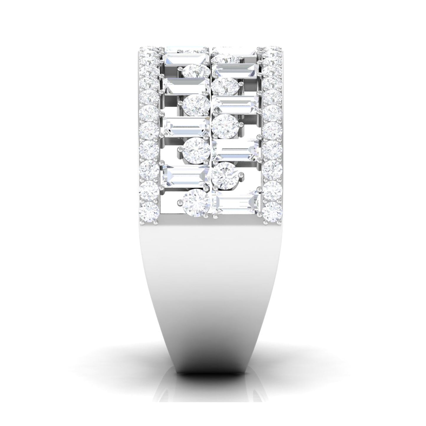 Designer Round and Baguette Cut Zircon Wedding Band