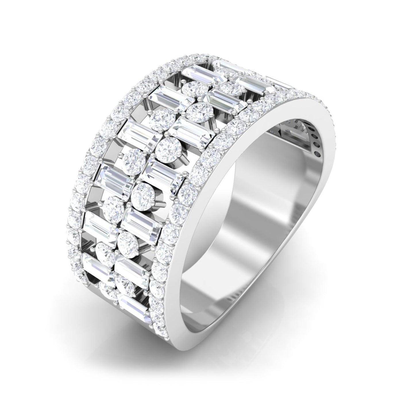 Designer Round and Baguette Cut Zircon Wedding Band