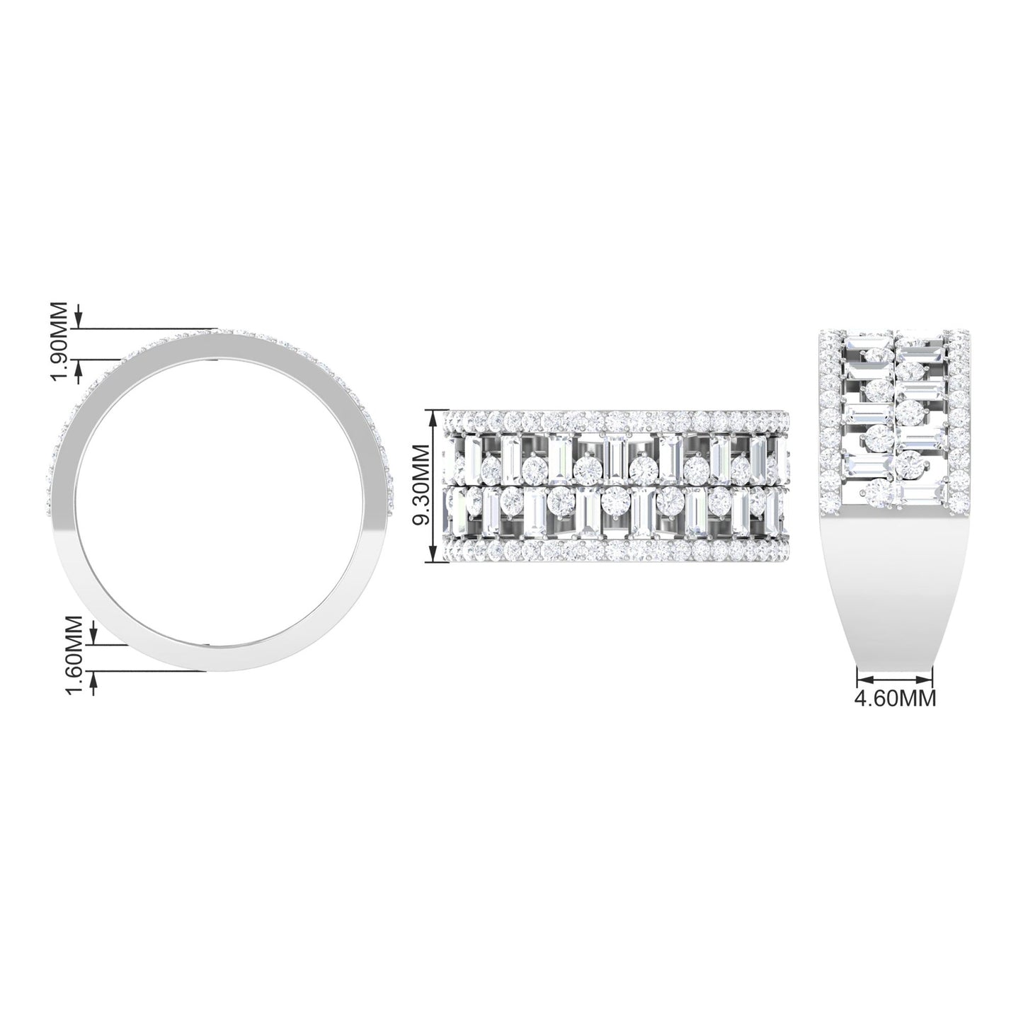 Designer Round and Baguette Cut Zircon Wedding Band